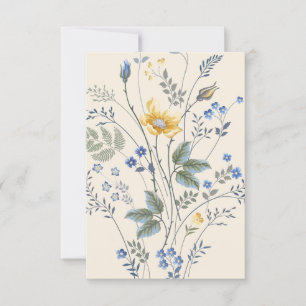 Carte de réponse Fleurs sauvages bleues et jaunes