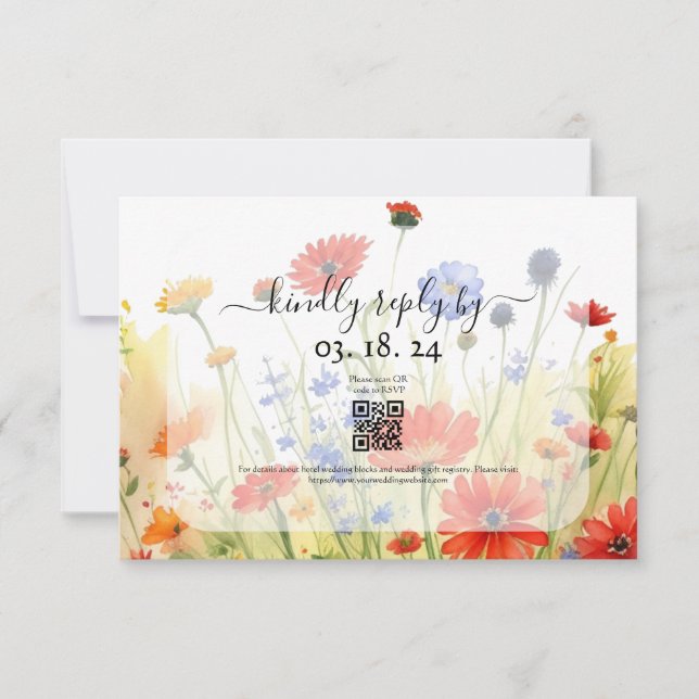Carte de réponse Fleurs sauvages de prairie printa (Devant)