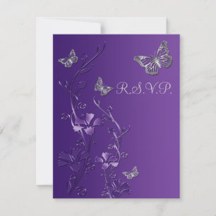 Carte de réponse Fleurs violettes et grises avec p