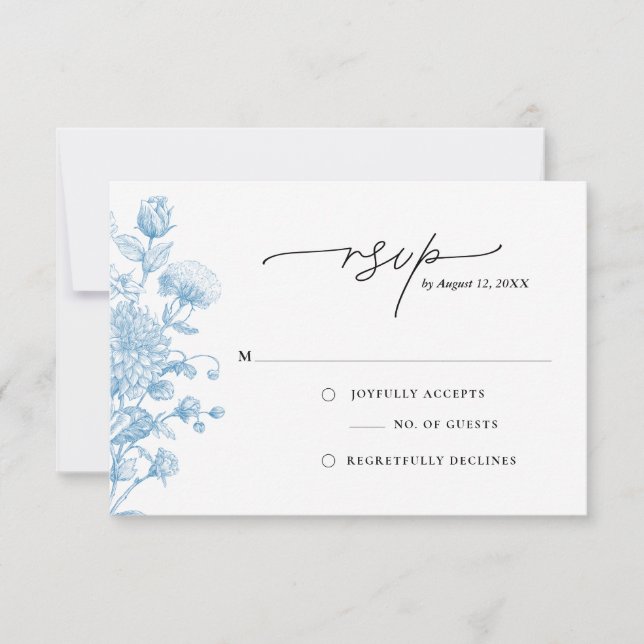 Carte de réponse Floral Sketch (Devant)