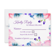 Carte de réponse florale à l'aquarelle de couleur