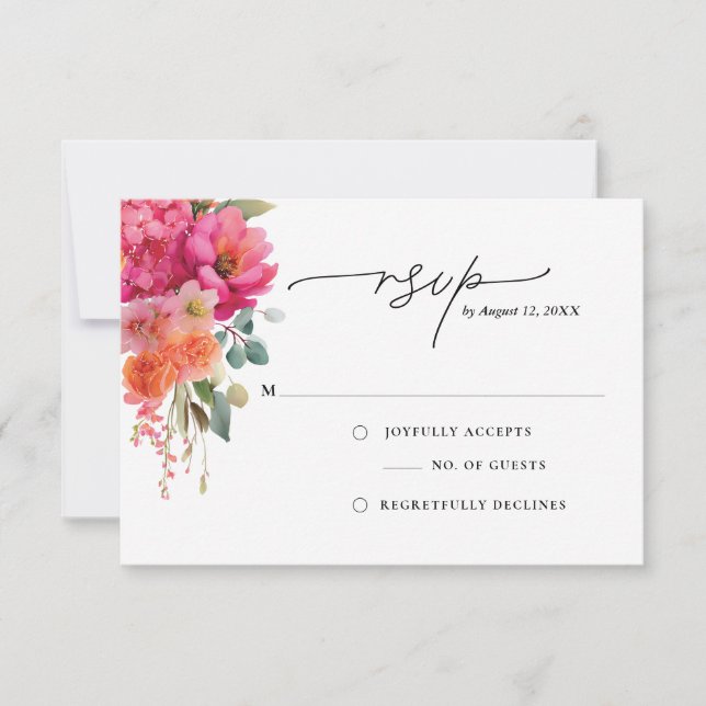 Carte de réponse florale aquarelle (Devant)