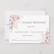 Carte de réponse florale aquarelle rose tendre