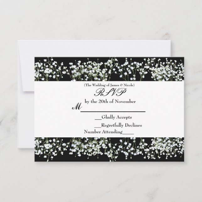 Carte de réponse florale Black & White Babys Breat (Devant)