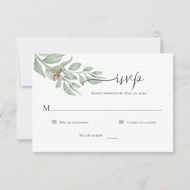 Carte de réponse florale chic moderne simple (Devant)