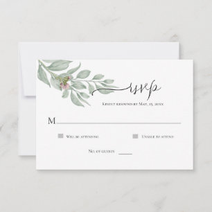 Carte de réponse florale chic moderne simple