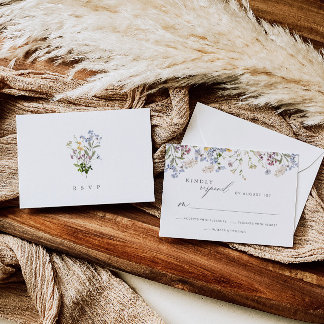 Carte de réponse florale de la carte de mariage fl