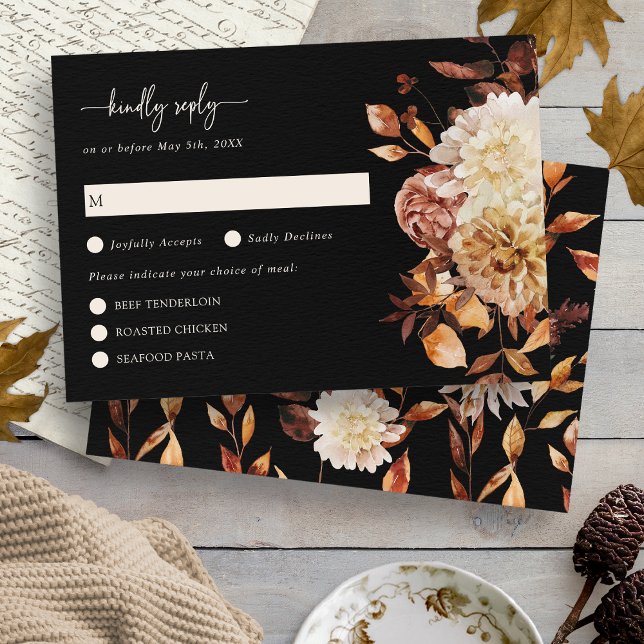 Carte de réponse florale élégante boho (Elegant Floral Boho RSVP Card
)