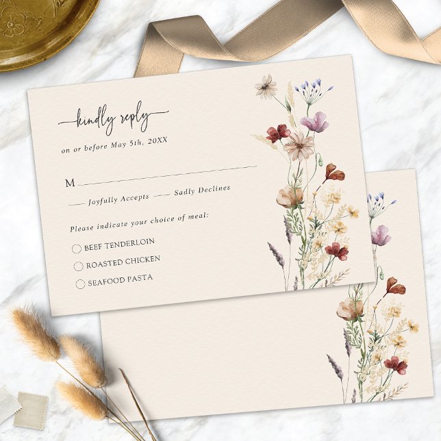 Carte de réponse florale élégante boho (Elegant Floral Boho RSVP Card by Painted Paperie
)