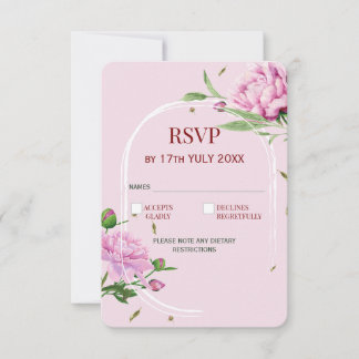 Carte de réponse florale élégante en rose doux pou