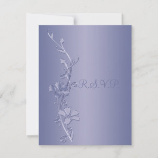 Carte de réponse florale en argent et violet