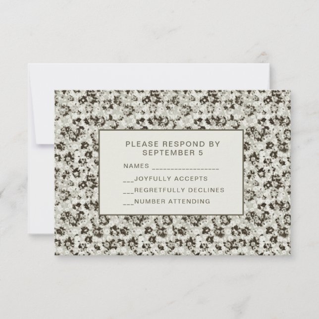 Carte de réponse florale moderne élégante argent n (Devant)