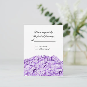 Carte de réponse florale monochromatique violette