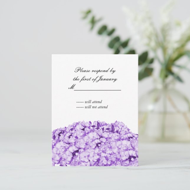 Carte de réponse florale monochromatique violette (Debout devant)