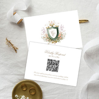 Carte de réponse Florale Monogramme de mariage