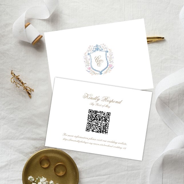 Carte de réponse Florale Monogramme de mariage (Créateur téléchargé)