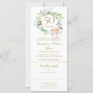 Carte de réponse florale pour les 50 ans de mariag