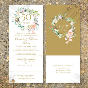 Carte de réponse florale pour les 50 ans de mariag