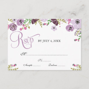 Carte de réponse florale Pourpre