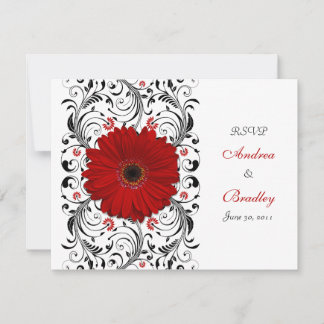 Carte de réponse florale Red Gerbera Daisy