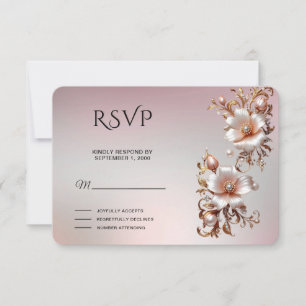 Carte de réponse florale rose décorative
