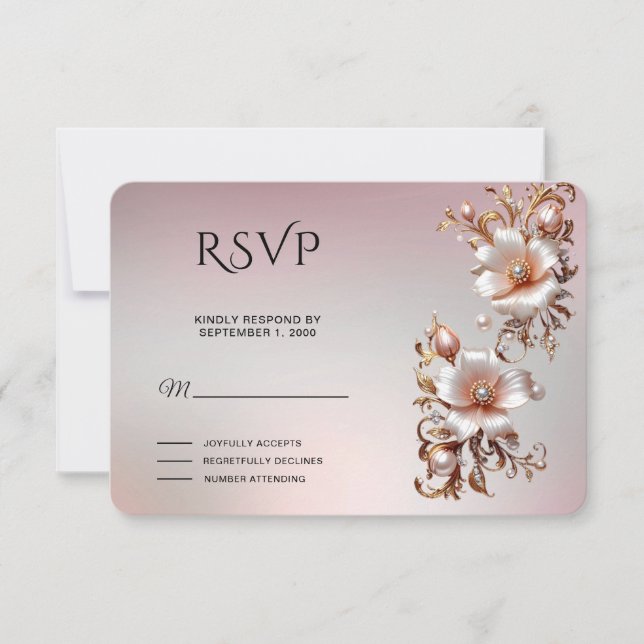 Carte de réponse florale rose décorative (Devant)