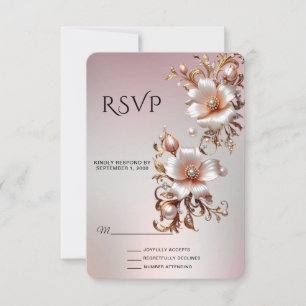 Carte de réponse florale rose décorative