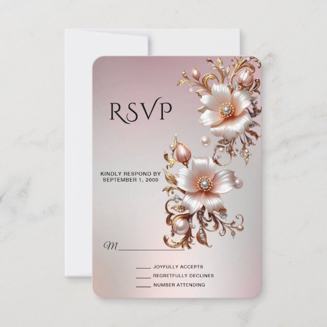 Carte de réponse florale rose décorative (Devant)