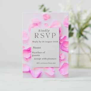 Carte de réponse florale rose élégante   Pétales d