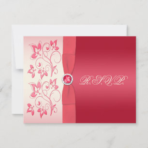Carte de réponse florale rose et ivoire à la pastè