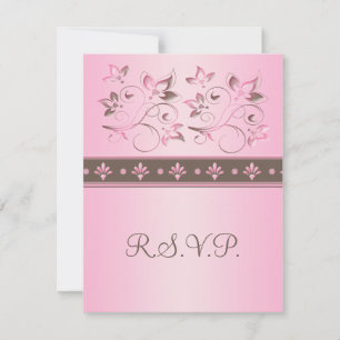 Carte de réponse florale rose et mocha