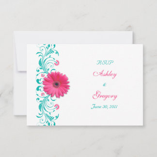 Carte de réponse florale rose Gerbera Daisy