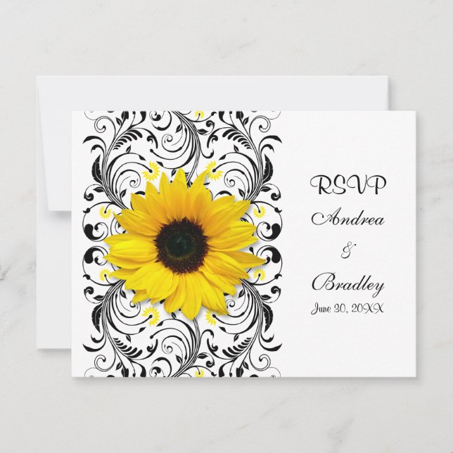 Carte de réponse florale Tournesol (Devant)