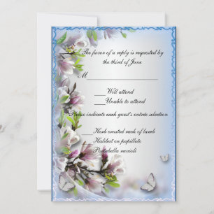 Carte de réponse florale violette élégante et papi