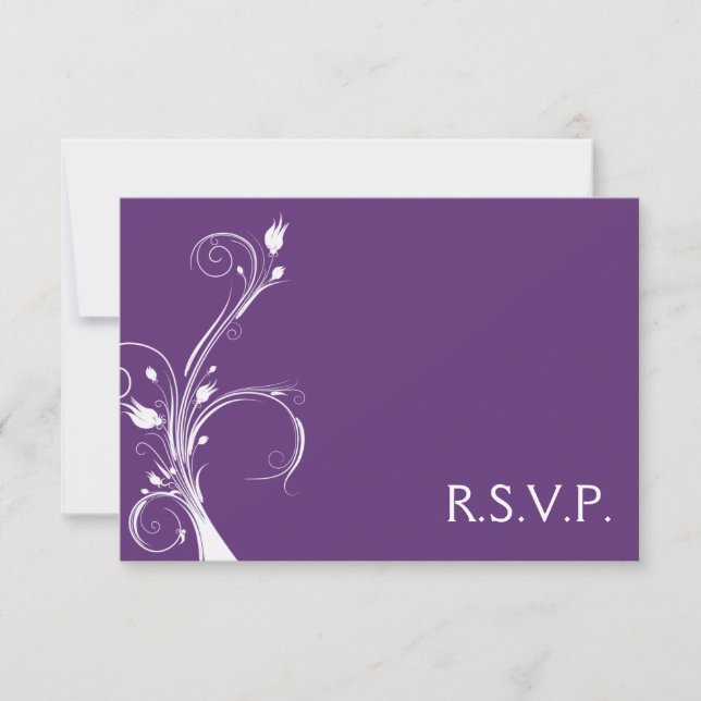 Carte de réponse florale violette et blanche (Devant)