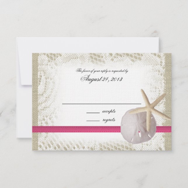 Carte de réponse Fuchsia pour le mariage sur la pl (Devant)