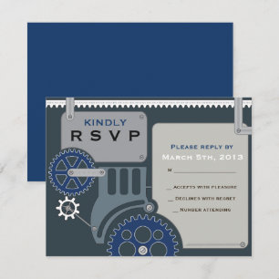 Carte de réponse GEARS Bar Bat mitzvah Invitation