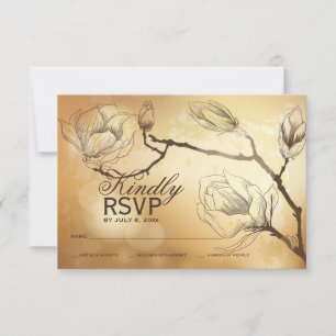 Carte de réponse Gold Magnolia