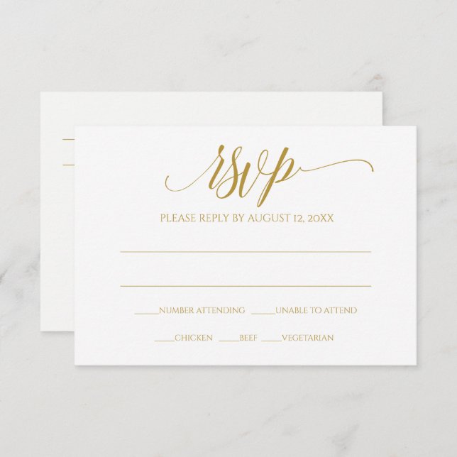 Carte de réponse Gold RSVP | Luxe Calligraphie (Or (Devant / Derrière)