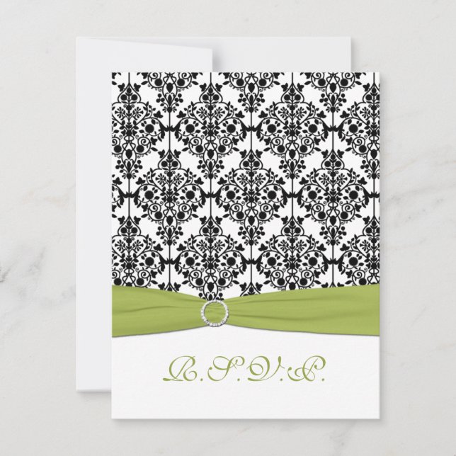 Carte de réponse Green, White, and Black Damask II (Devant)