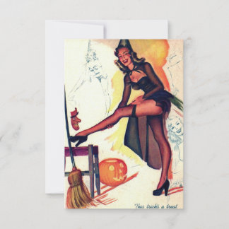 Carte de réponse Halloween Vintage sorcière sexy