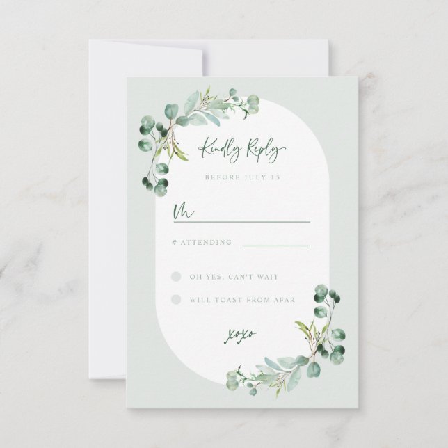 Carte de réponse HARLYN RSVP Eucalyptus Fête des m (Devant)