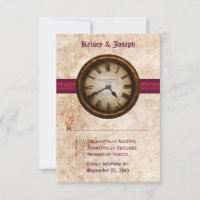 Carte de réponse Horloge Ancienne, Fuchsia