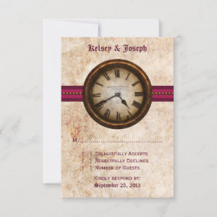 Carte de réponse Horloge Ancienne, Fuchsia