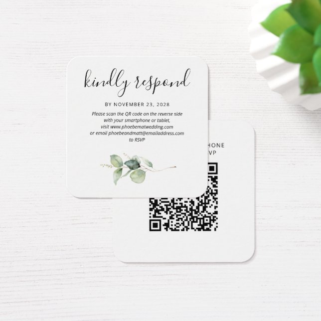 Carte de réponse incluse avec code QR élégant Euca (Bureau)