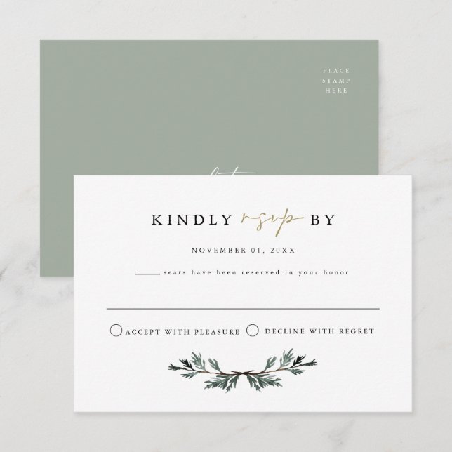 Carte de réponse INGE Scandinavian Winter Pine RSV (Devant / Derrière)