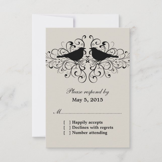 Carte de réponse Inséparable beige (Devant)