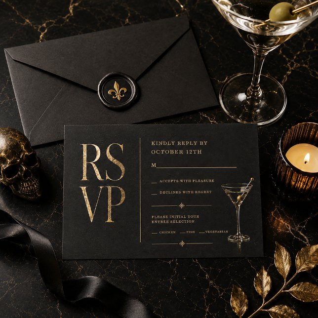 Carte de réponse insérée pour cocktail d'Halloween (Créateur téléchargé)
