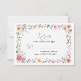 Carte de réponse Jardin aquarelle
