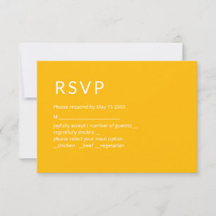 Carte de réponse jaune minimaliste